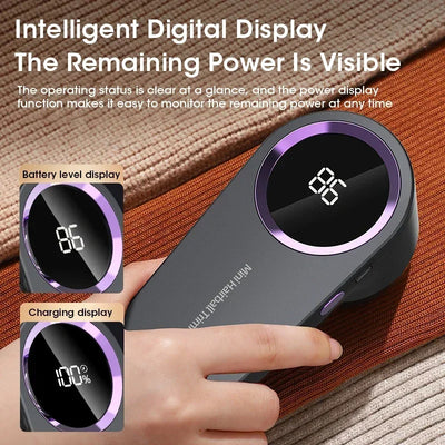 Portable rechargeable lint remover with LED display for clothes and fabrics